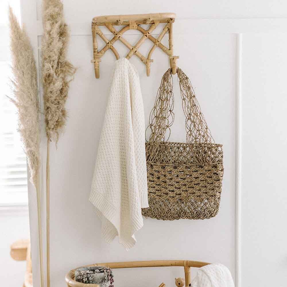 Cream Diamond Knit Organic Baby Blanket - Image 4