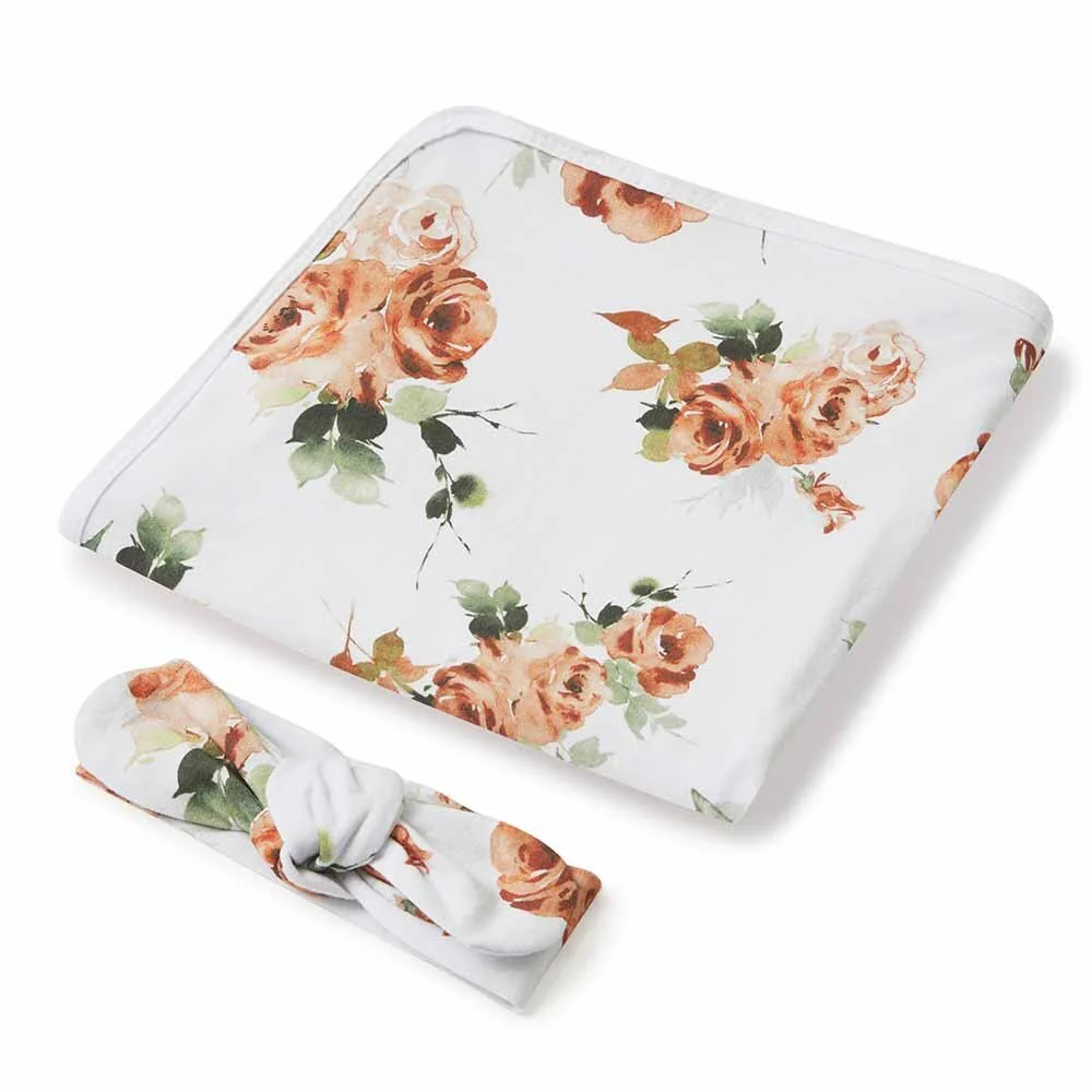 Rosebud Organic Jersey Wrap & Topknot Set - Image 2
