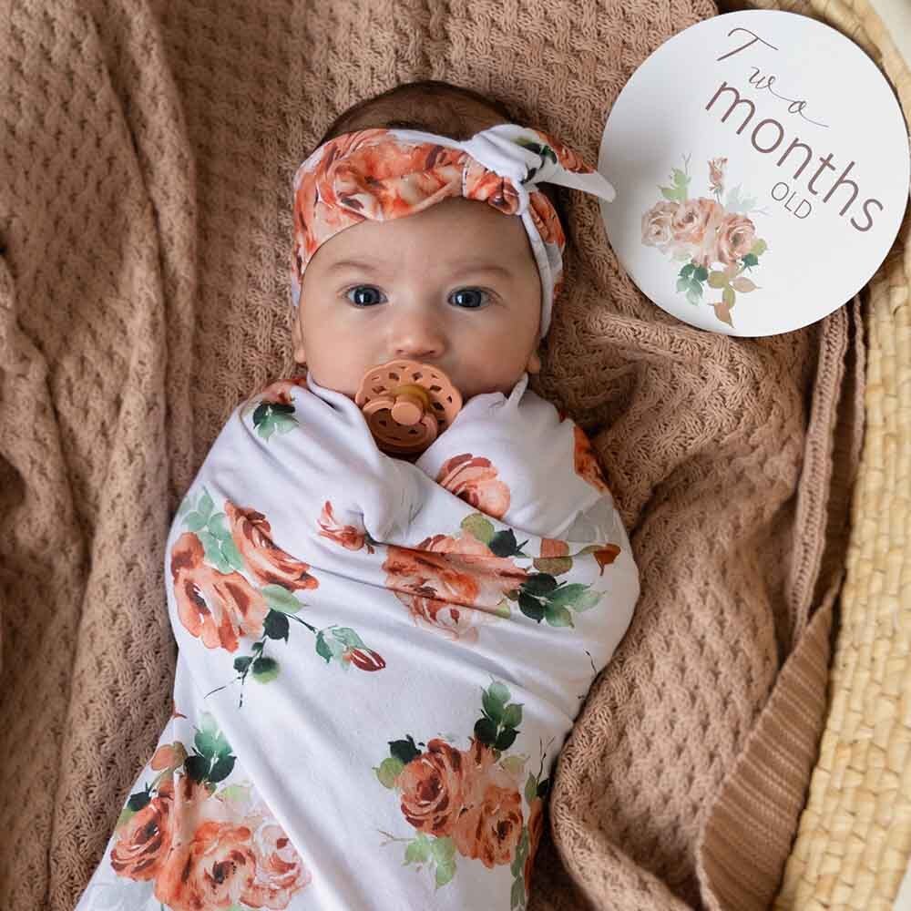 Rosebud Organic Jersey Wrap & Topknot Set - Image 9