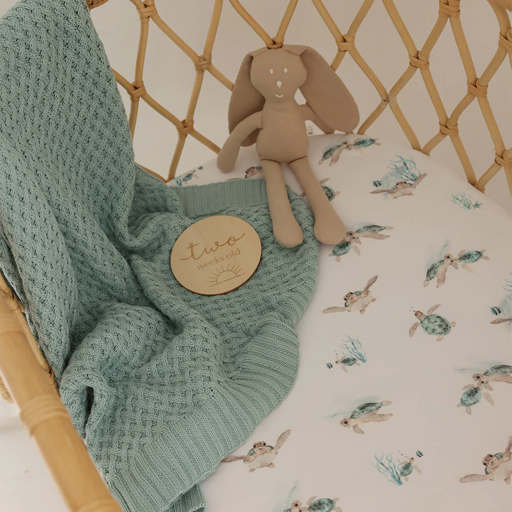Sage Diamond Knit Organic Baby Blanket - Image 5